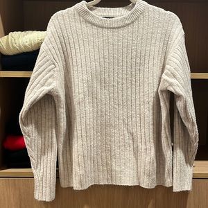 Cozy cream beige ribbed wool mohair blend sweater